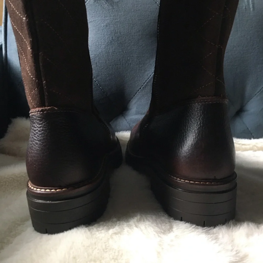 NWT Barbour Ingrid Tall Dark Brown Boots - Picture 5 of 16